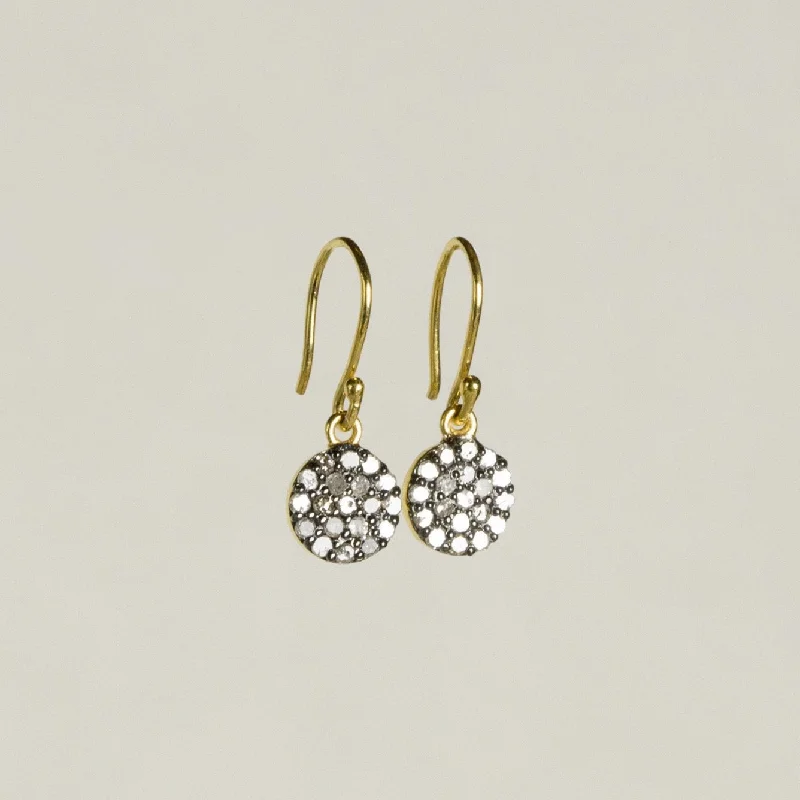 ladies earrings onyx-Diamond Disc Drop Earrings