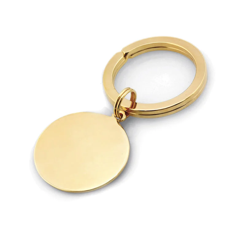 Ladies rings pineapple charm -Gold Finish Round Polished Key Ring