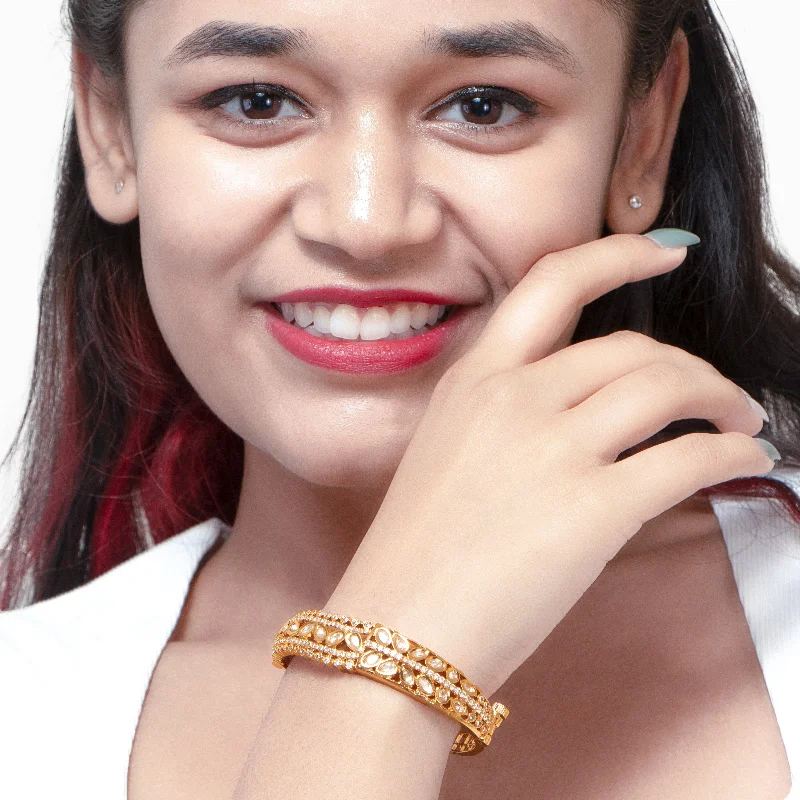 Ladies bracelets lush radiance -Nipura Golden Floral Kada Bracelet