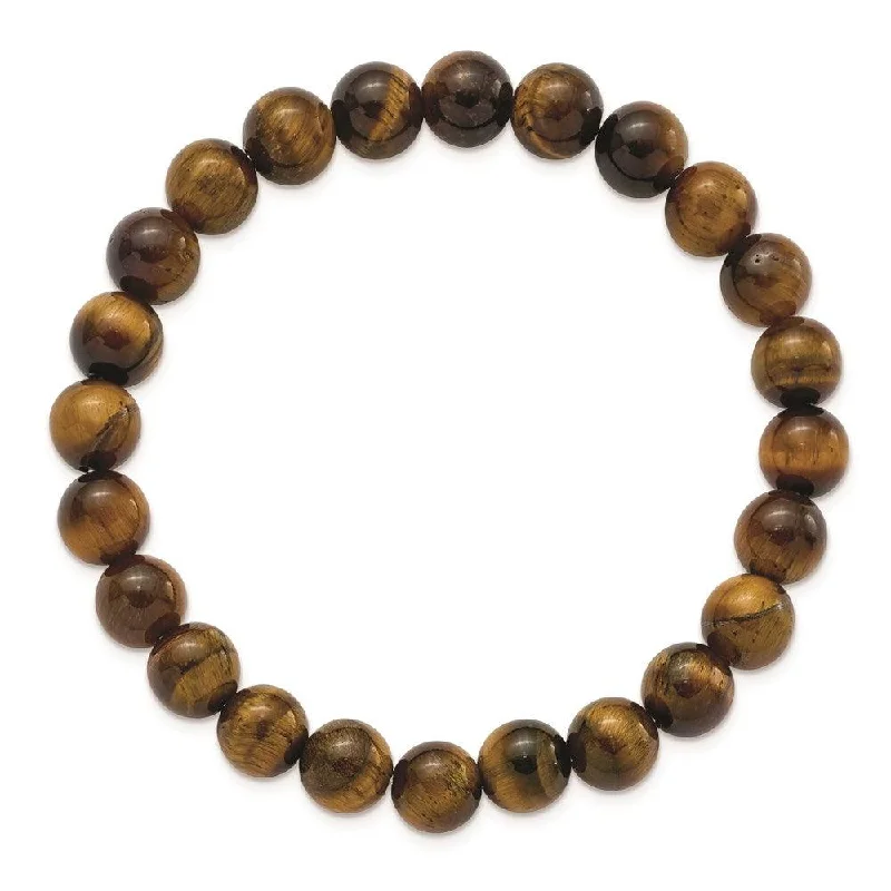 Ladies bracelets lush glow -Yellow Tiger's Eye Agate Beaded Stretch Bracelet