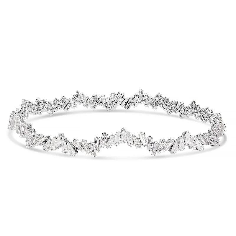 Ladies bracelets swirl shine -18K White Gold 4.72ct Baguette Diamond Bracelet