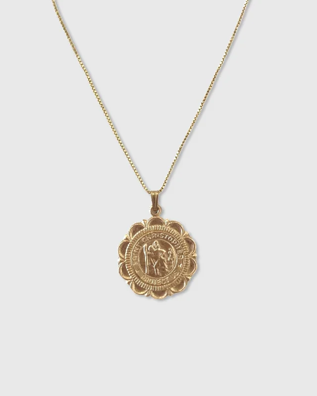 ladies necklaces one of a kind-St Christopher LG Medallion Necklace