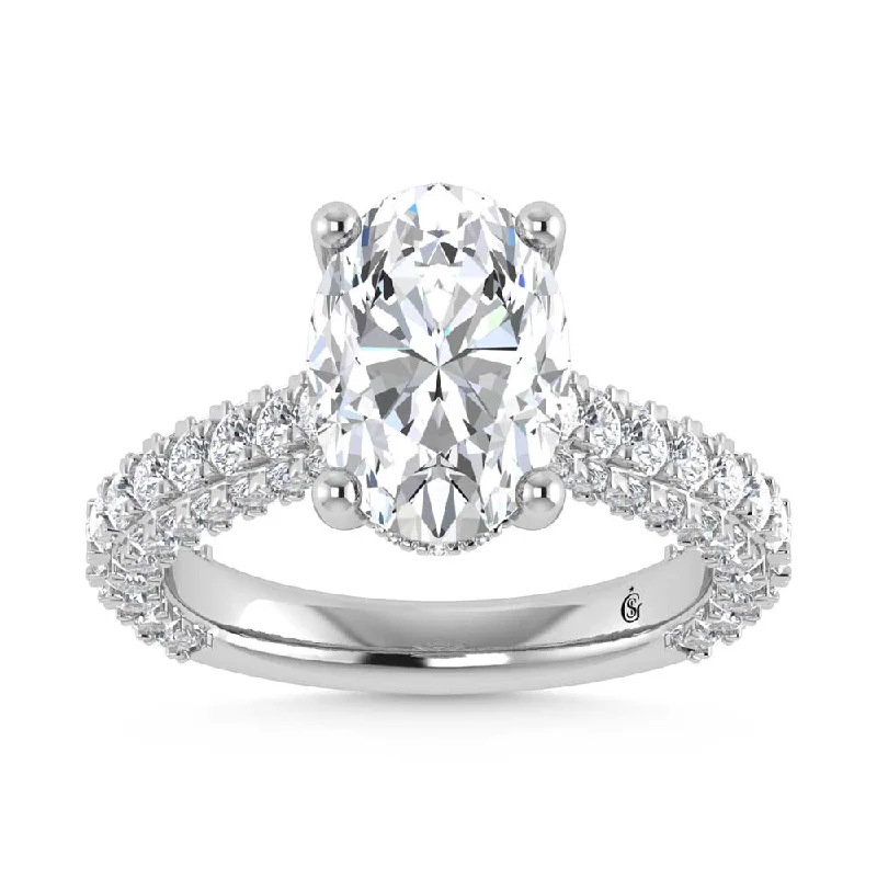 ladies engagement rings gold-14K White Gold Lab Grown Diamond 4 1/5 Ct.Tw. Oval Shape Engagement Ring