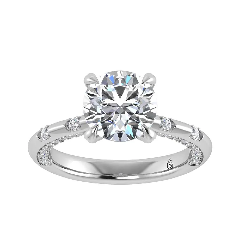 ladies engagement rings gothic-14K White Gold Lab Grown Diamond 3 1/2 Ct.Tw. Round Shape Engagement Ring