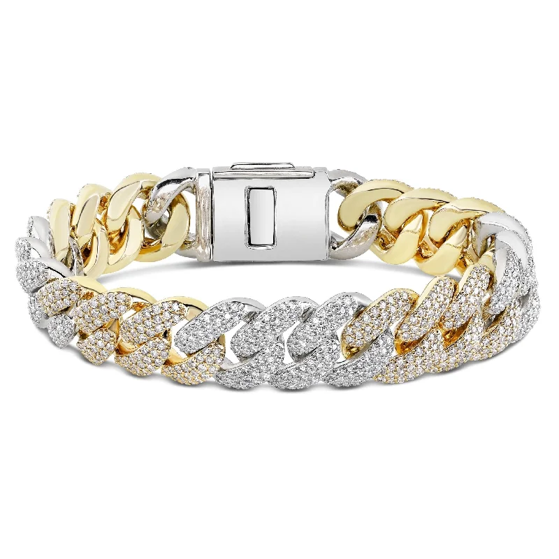 Ladies bracelets sakura glow -10K Gold Two Tone 19.5ct Prong set Diamond 10mm Cuban Bracelet