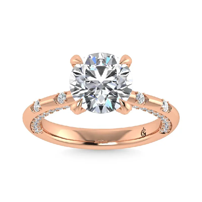 ladies engagement rings antique-14K Rose Gold Lab Grown Diamond 3 1/2 Ct.Tw. Round Shape Engagement Ring