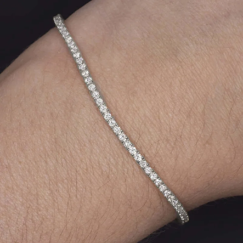 Ladies bracelets taper glow -2 CARAT VERY GOOD CUT DIAMOND TENNIS BRACELET 14K WHITE GOLD ROUND BRILLIANT