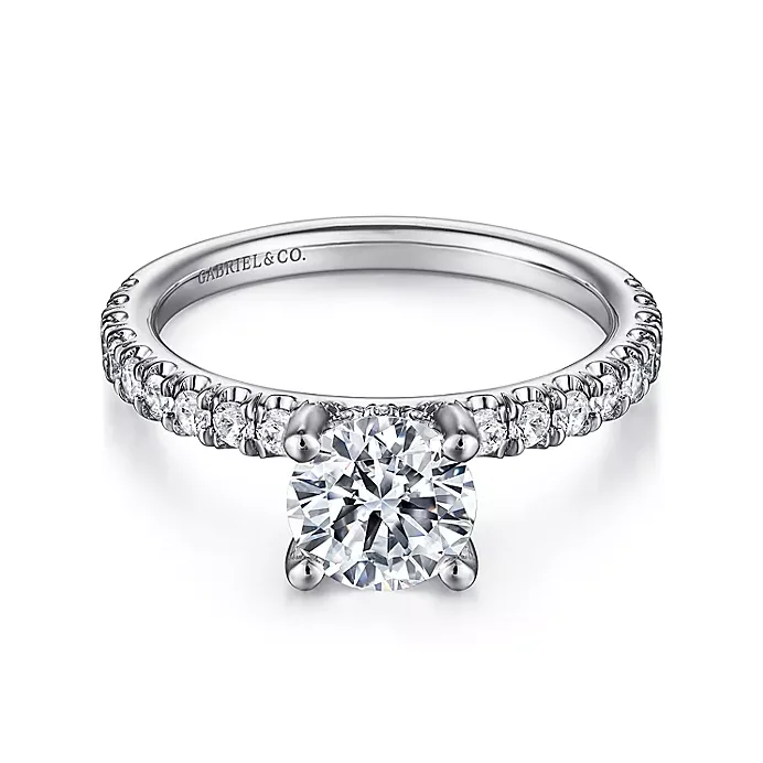 ladies engagement rings metallic-Amira - 14K White Gold Round Diamond Engagement Ring