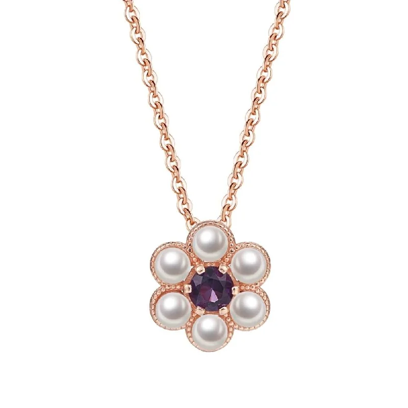 ladies necklaces zales-Gold Flower Amethyst Necklace