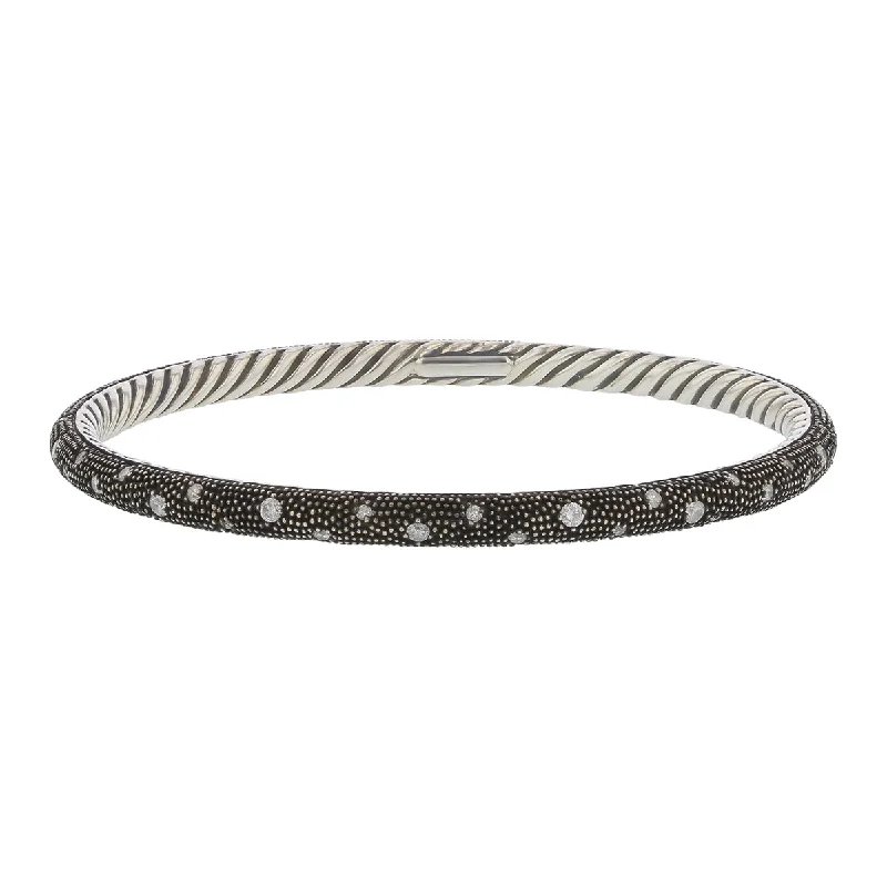 Ladies bracelets signature charm -D Y Midnight Diamond Bangle Bracelet in Sterling Silver