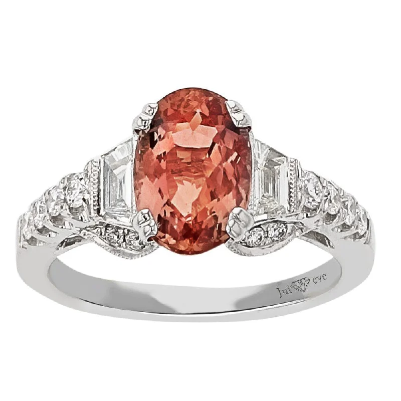 Ladies rings perfect shine -JULEVE 18KT GOLD 2.37 CT IMPERIAL TOPAZ & 0.58 CTW DIAMOND RING