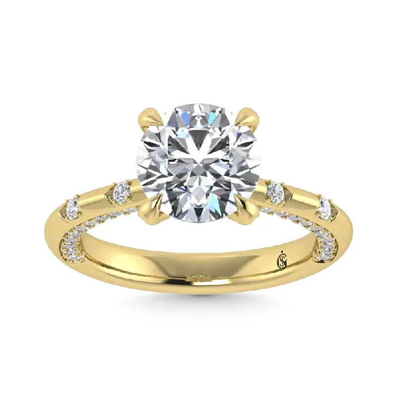 ladies engagement rings turquoise-14K Yellow Gold Lab Grown Diamond 3 1/2 Ct.Tw. Round Shape Engagement Ring