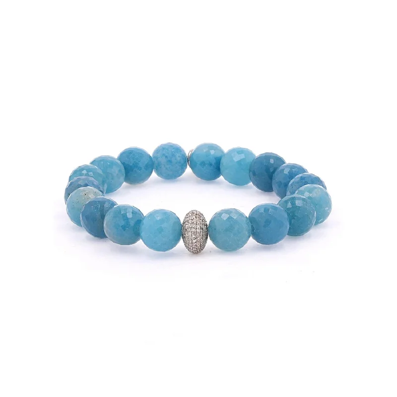 Ladies bracelets thorn radiance -Blue Paraiba Quartz Bracelet with Diamond Donut - 10mm B0003047