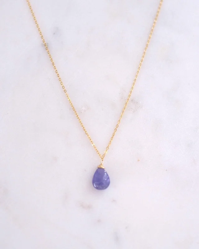 ladies necklaces wedding-Tanzanite Drop Necklace