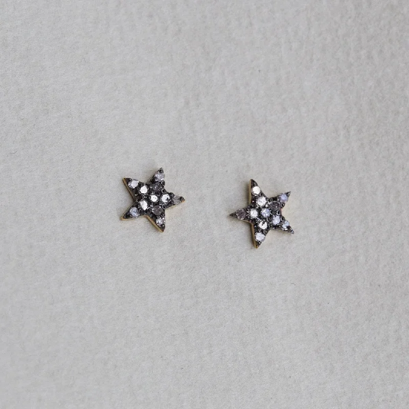 ladies earrings anniversary-Diamond Star Stud Earrings