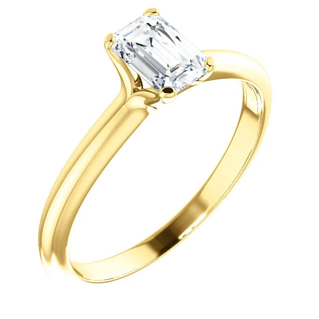 ladies engagement rings pre owned-14K Yellow Emerald Solitaire Engagement Ring 122005:672:P