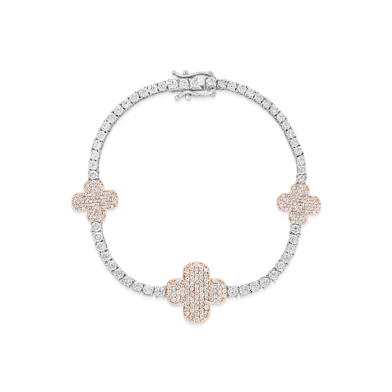 Ladies bracelets guide radiance -10K Rose Gold Clover on Tennis Bracelet