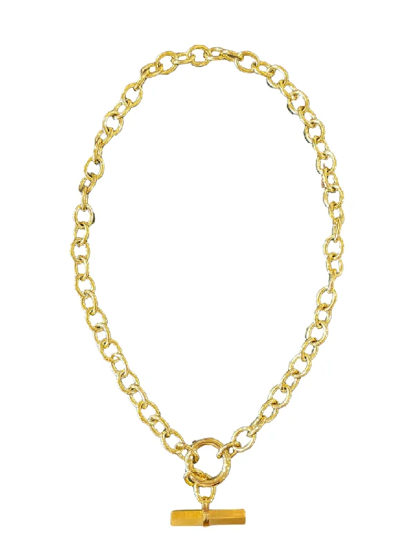 ladies necklaces shimmering-Chunky Toggle Necklace - Gold