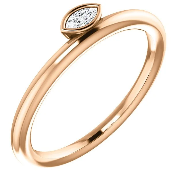 Ladies rings recycled shine -14KT GOLD .07 CTW DIAMOND ASYMMETRICAL STACKABLE RING