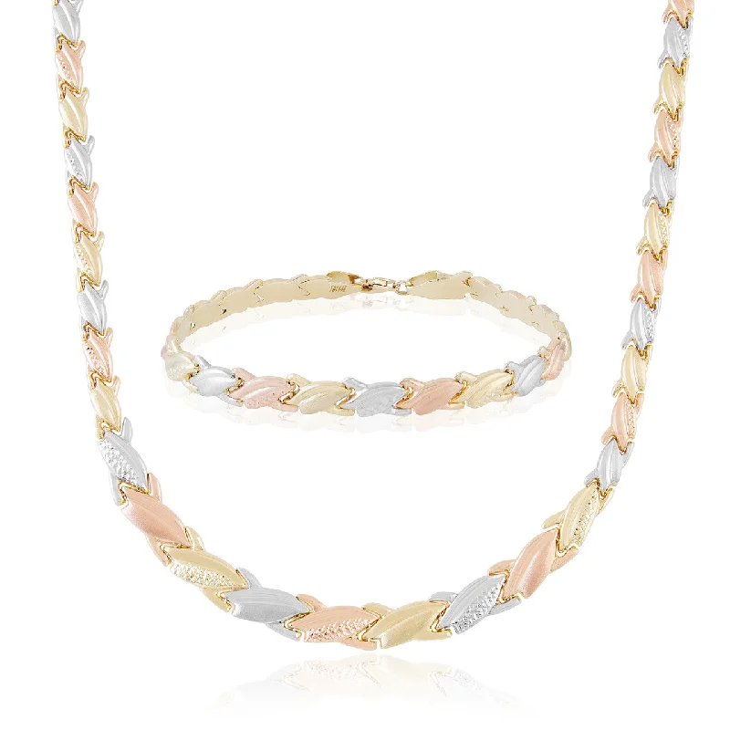 Ladies bracelets dawn radiance -14kt Tri-Gold Matching Necklace and Bracelet