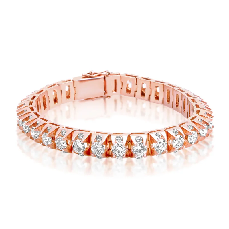 Ladies bracelets signature charm -18k Custom Rose Gold Prong Set 18ct Diamond Bracelet