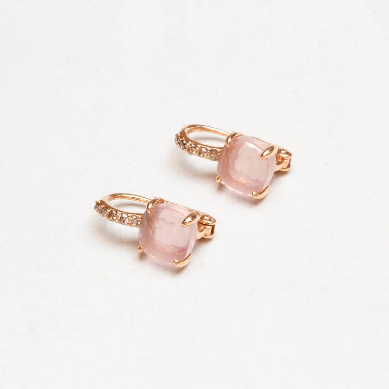 ladies earrings matte-Vintage Gold Diamond Earrings with Pink Tourmaline