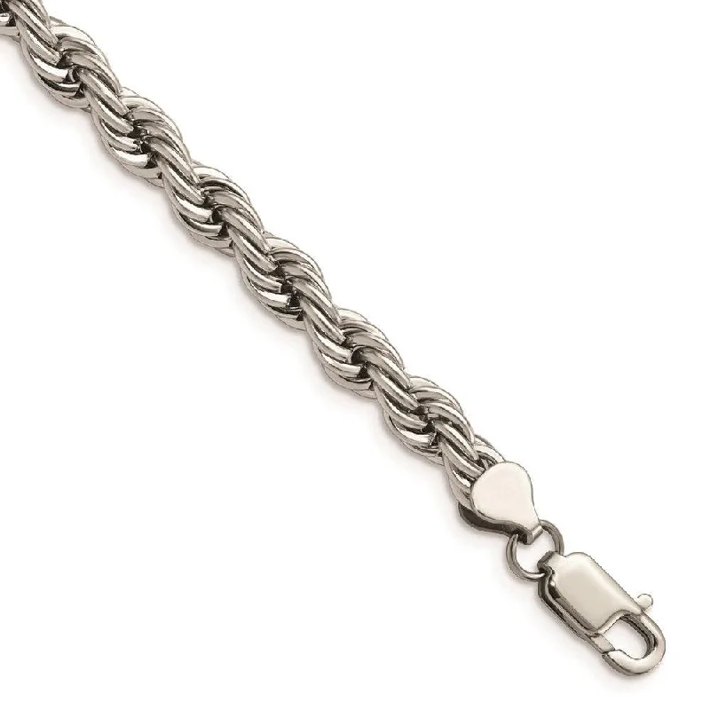 Ladies bracelets spotlight ready -Stainless Steel Polished 7mm Rope Bracelet