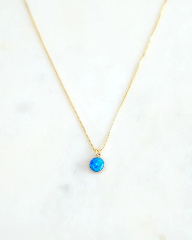 ladies necklaces two tone-Blue Opal Lilly Necklace