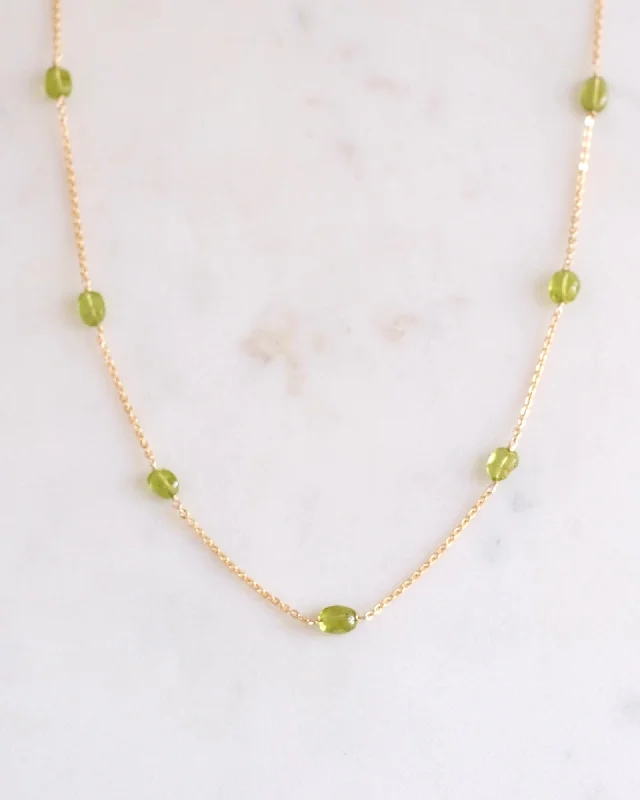 ladies necklaces sterling silver-Peridot beaded Necklace