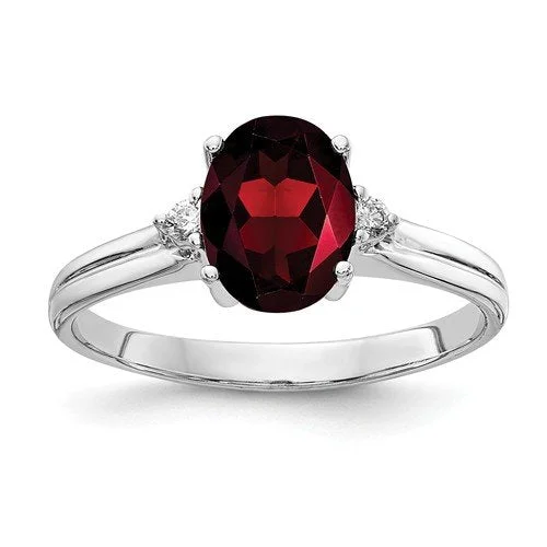 Ladies rings shell glow -14KT WHITE GOLD 1.25 CT GARNET & .04 CTW DIAMOND RING