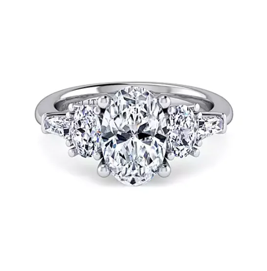 ladies engagement rings purple-Evie - 18K White Gold Oval Five Stone Diamond Engagement Ring