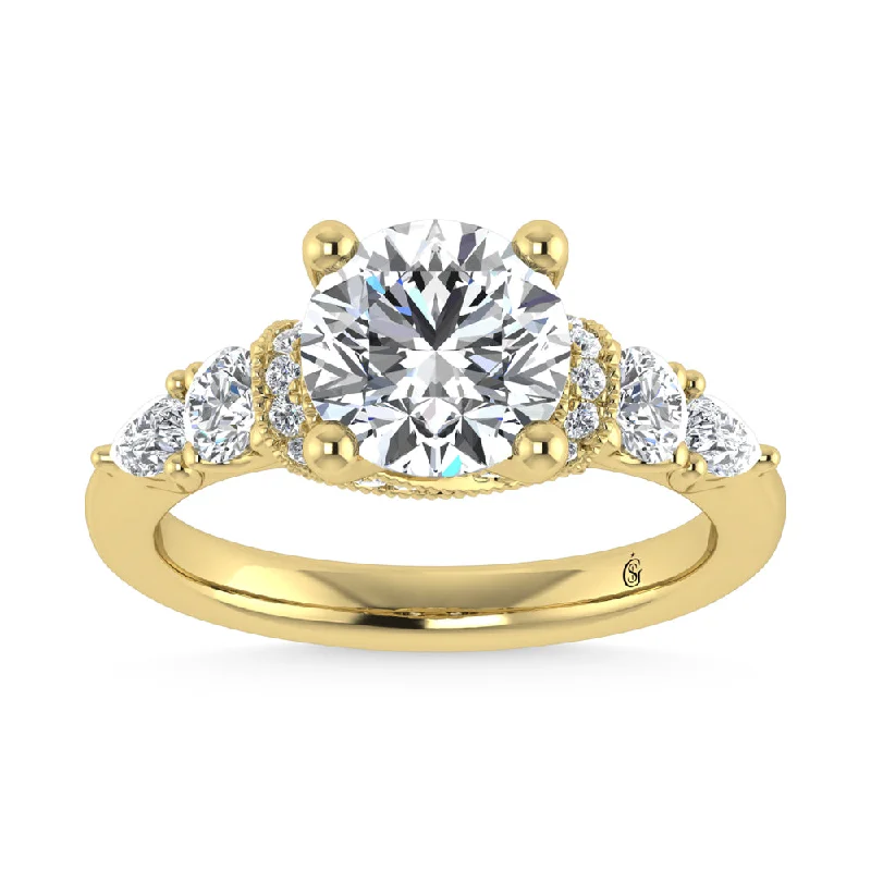 ladies engagement rings minimalist-14K Yellow Gold Labgrown Diamond 2 5/8 Ct.Tw.  Engagement Ring (Center Round 2ct)