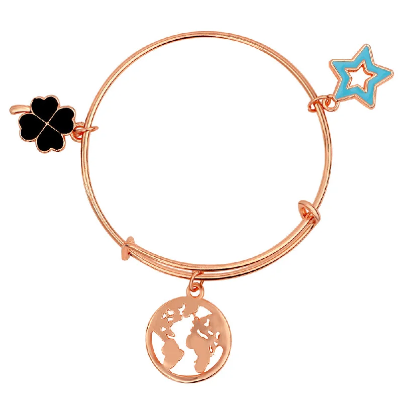 Ladies bracelets quest shine -Mahi Rose Gold Plated Flower & Star Shaped Colorful Enamel Work Kids Bracelets for Girls (BRK1100820Z)