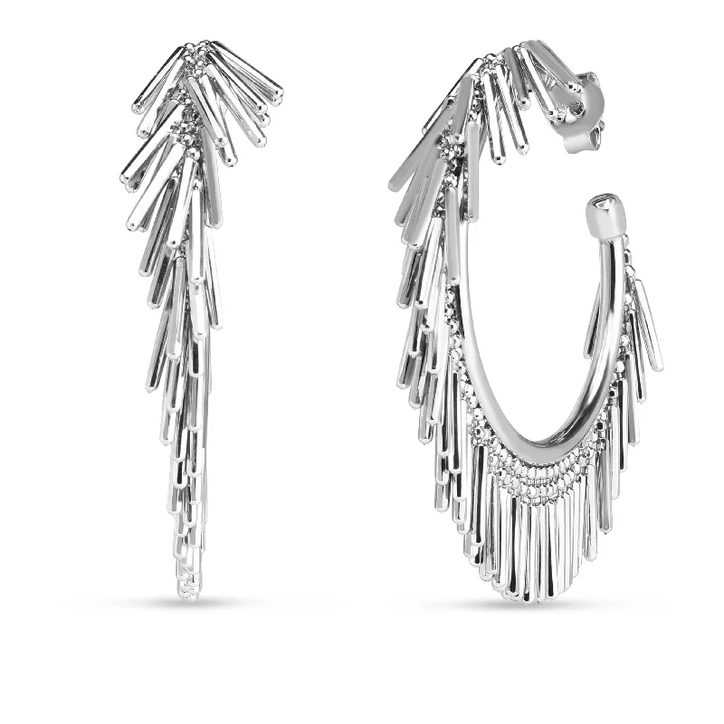 Ladies rings egyptian shine -Silver Fringe C Hoops