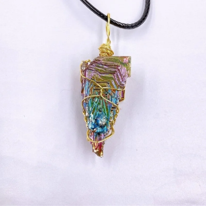 ladies necklaces heavy-Rainbow Bismuth Crystal Necklace