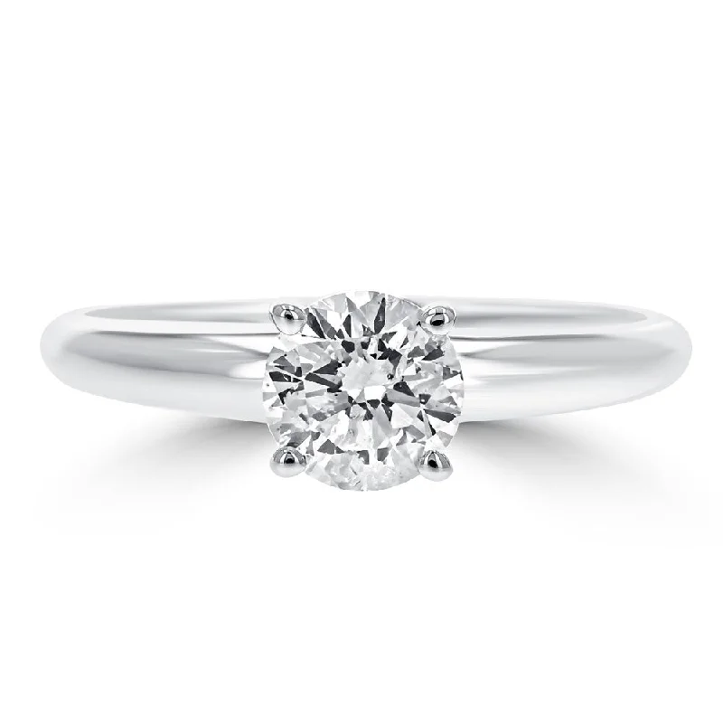 Ladies rings platinum shine -14KT WHITE GOLD 3/4CT ROUND DIAMOND SOLITAIRE RING