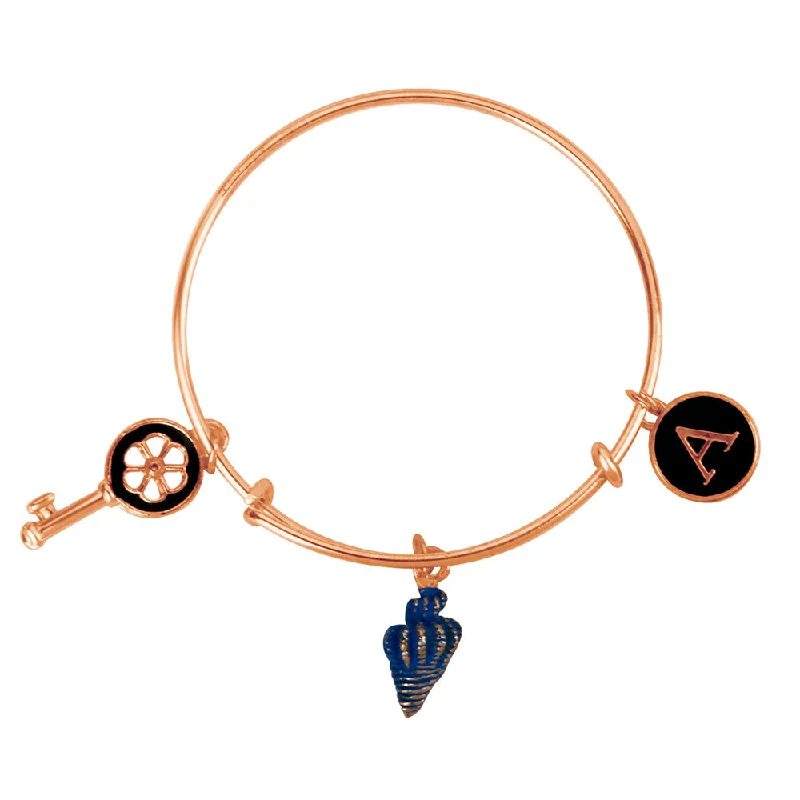 Ladies bracelets sib glow -Mahi A Letter Lock & Shell Shaped Rose Gold Plated Enamel Work Charms Kids Bracelets for Kids (BRK1100974Z)