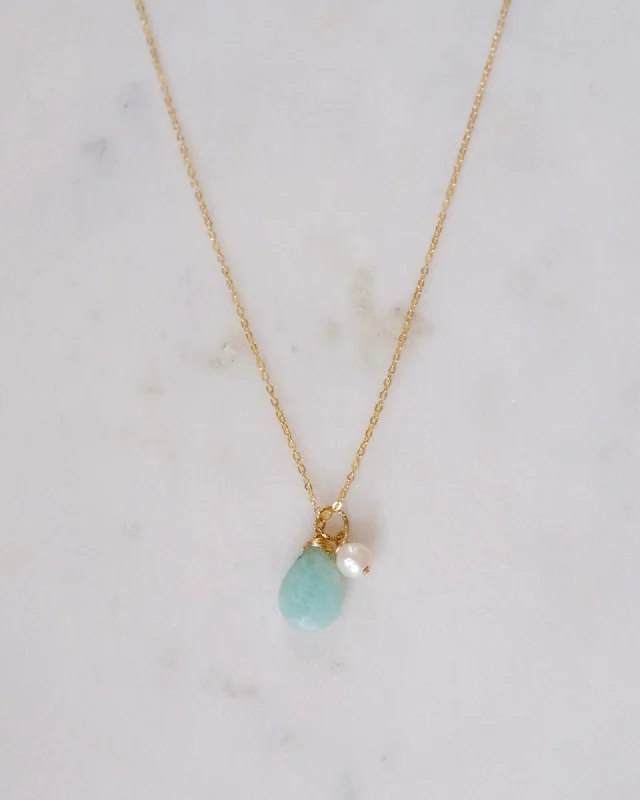 ladies necklaces sustainable-Amazonite pearl Necklace