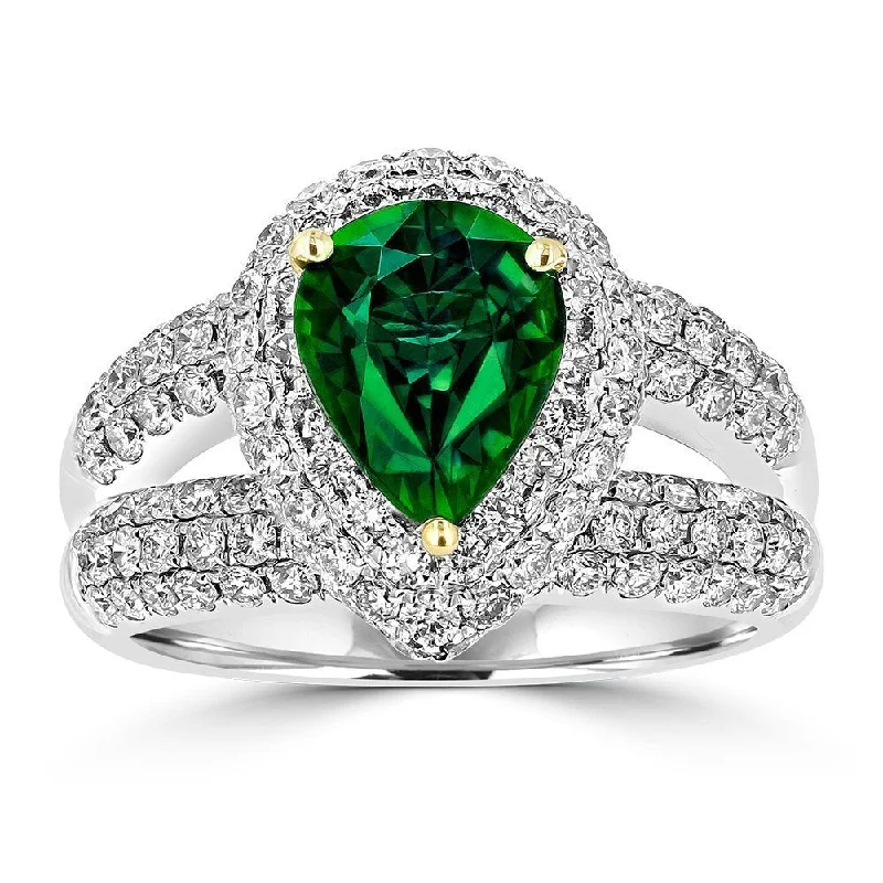 Ladies rings infinity glow -JULEVE 18KT WHITE GOLD CHROME TOURMALINE AND DIAMOND RING