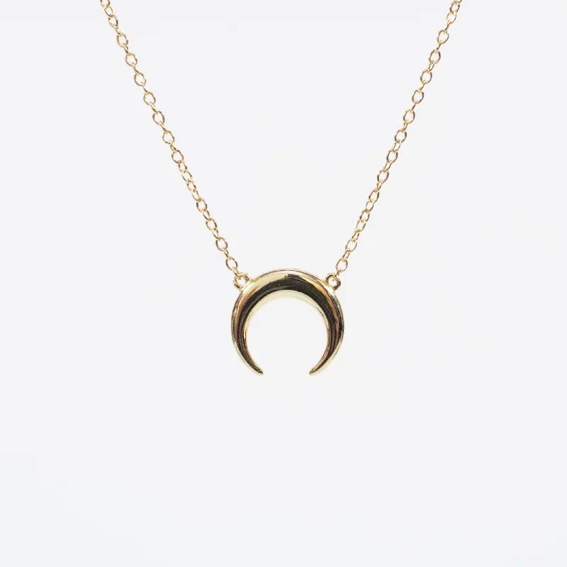 ladies necklaces tarnish free-Gold Plated Small Moon Necklace