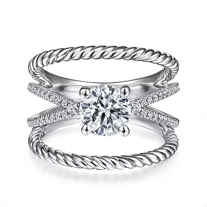 ladies engagement rings delicate-Charisma - 14K White Gold Round Split Shank Diamond Engagement Ring