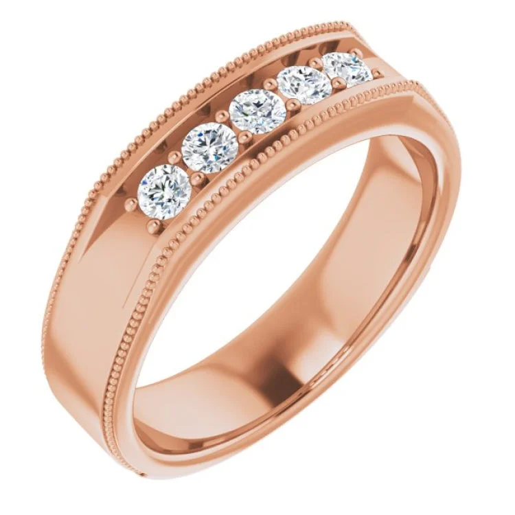 Ladies rings gold shine finish -14K Rose 3/8 CTW Natural Diamond Ring