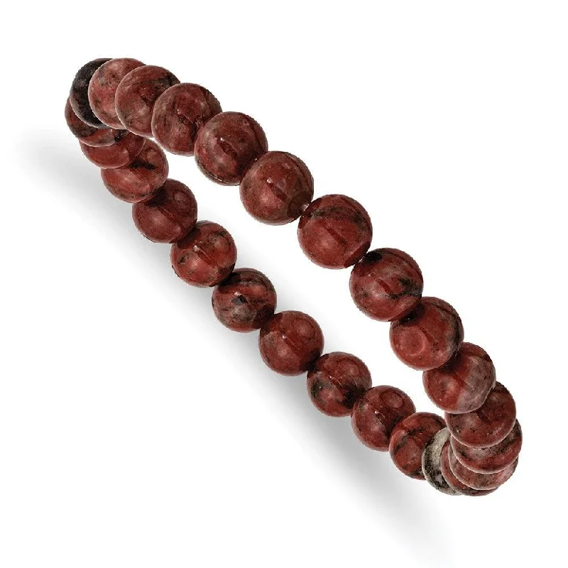 Ladies bracelets find glow -Sesame Red Agate Beaded Stretch Bracelet