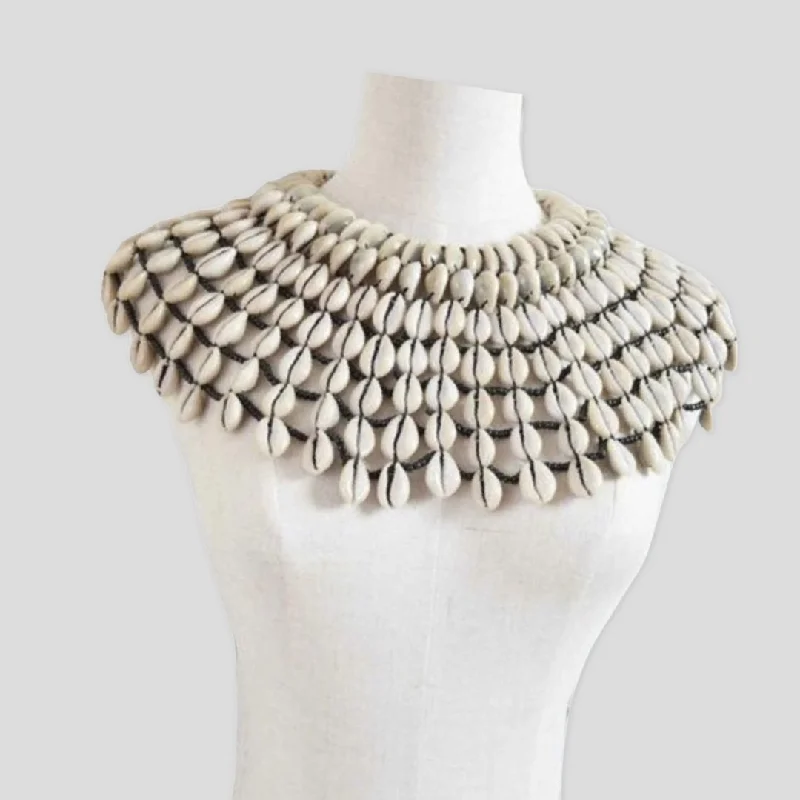 ladies necklaces everyday wear-African Cowrie Collar Necklace (18in x 5.5in)