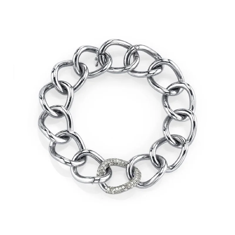 Ladies bracelets pledge radiance -London Link Chain Bracelet With One Diamond Link B0000306