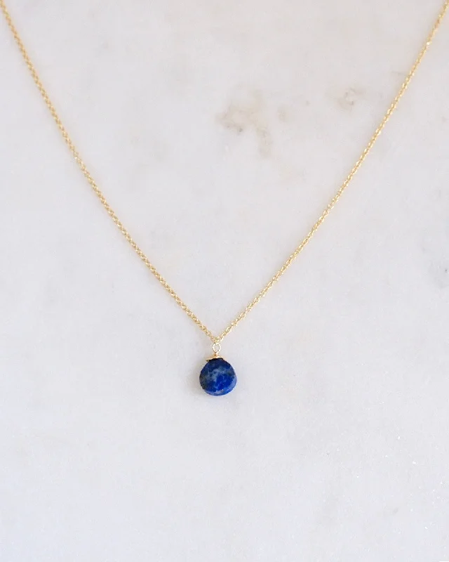 ladies necklaces subtle-Lapis lazuli simple necklace