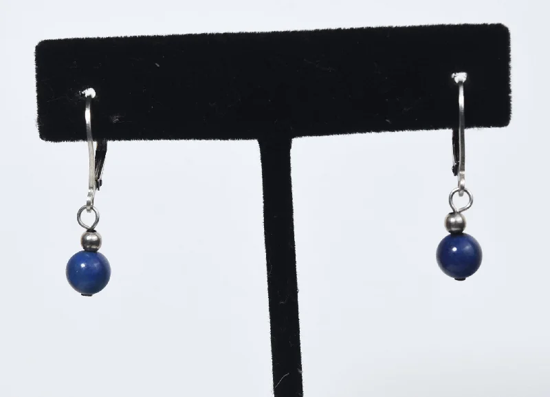 ladies earrings elegant-Sterling Silver Lapis Lazuli Dangle Earrings