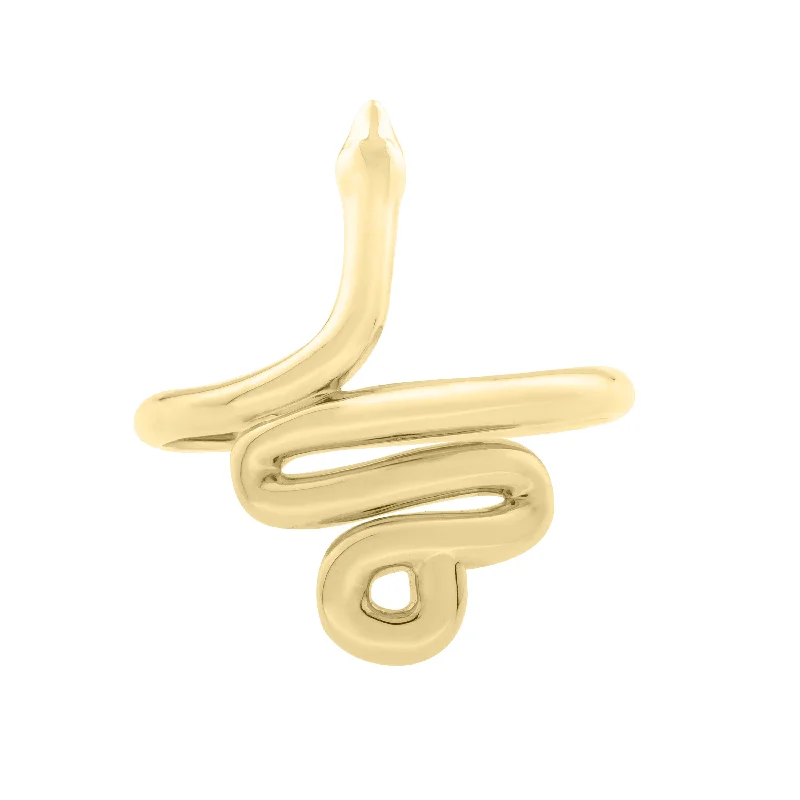 Ladies rings leaf shine -14K Snake Ring