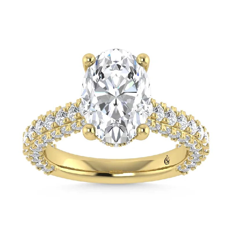 ladies engagement rings prices-14K Yellow Gold Lab Grown Diamond 4 1/5 Ct.Tw. Oval Shape Engagement Ring