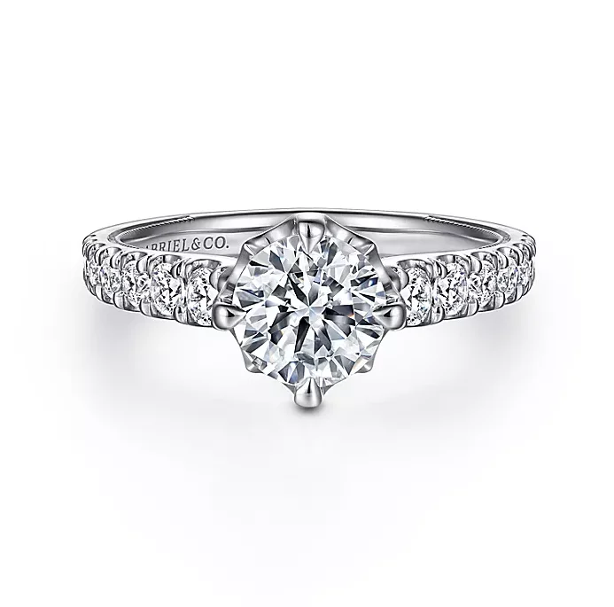 ladies engagement rings cheap-Alivia - 14K White Gold Round Diamond Engagement Ring